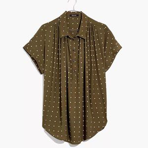 Madewell Central Drapey Popover Shirt in Grid Dot